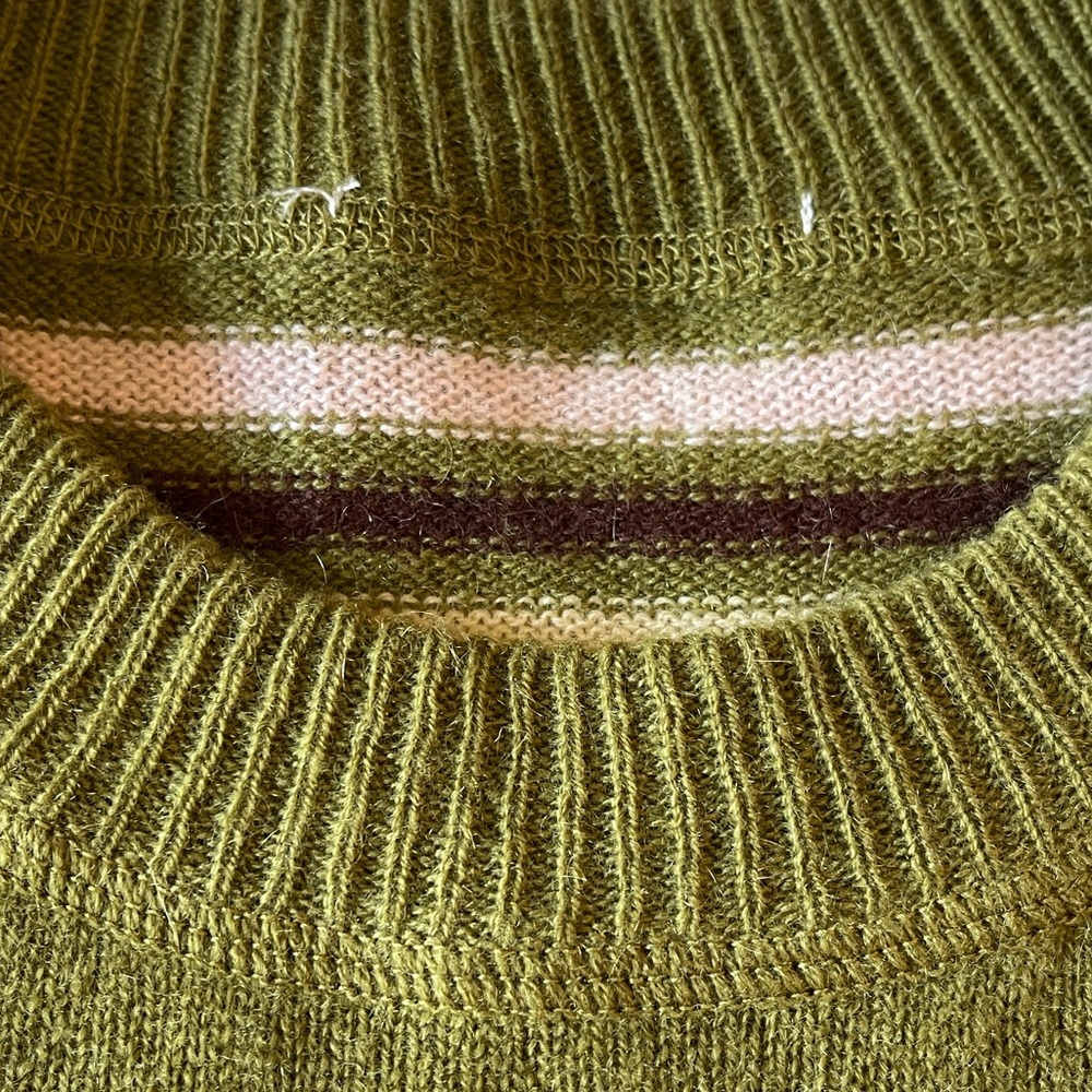 Reformation Cashmere Boyfriend Crewneck Sweater Striped Green Size Small - Picture 4 of 7